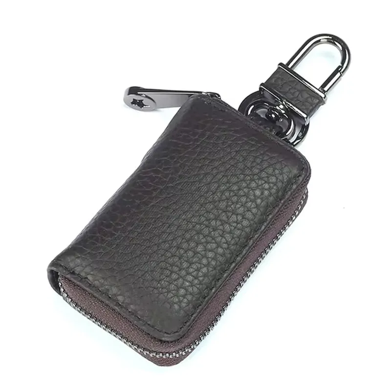 Men Genuine Leather Retro Mini Key Case Bag Large Capcity Fashion Car Key Keychain Wallet