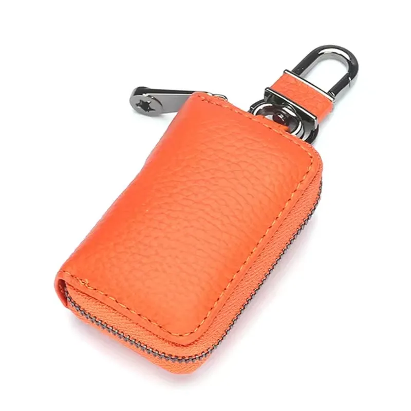 Men Genuine Leather Retro Mini Key Case Bag Large Capcity Fashion Car Key Keychain Wallet