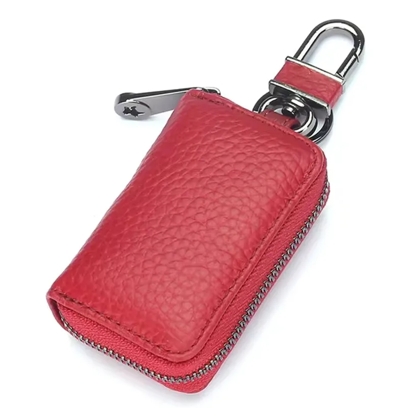 Men Genuine Leather Retro Mini Key Case Bag Large Capcity Fashion Car Key Keychain Wallet