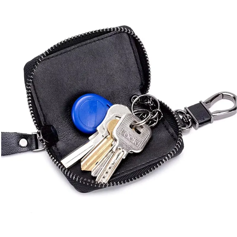 Men Genuine Leather Retro Mini Key Case Bag Large Capcity Fashion Car Key Keychain Wallet