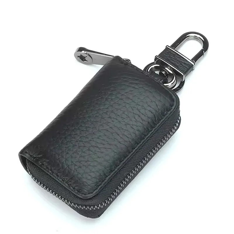 Men Genuine Leather Retro Mini Key Case Bag Large Capcity Fashion Car Key Keychain Wallet
