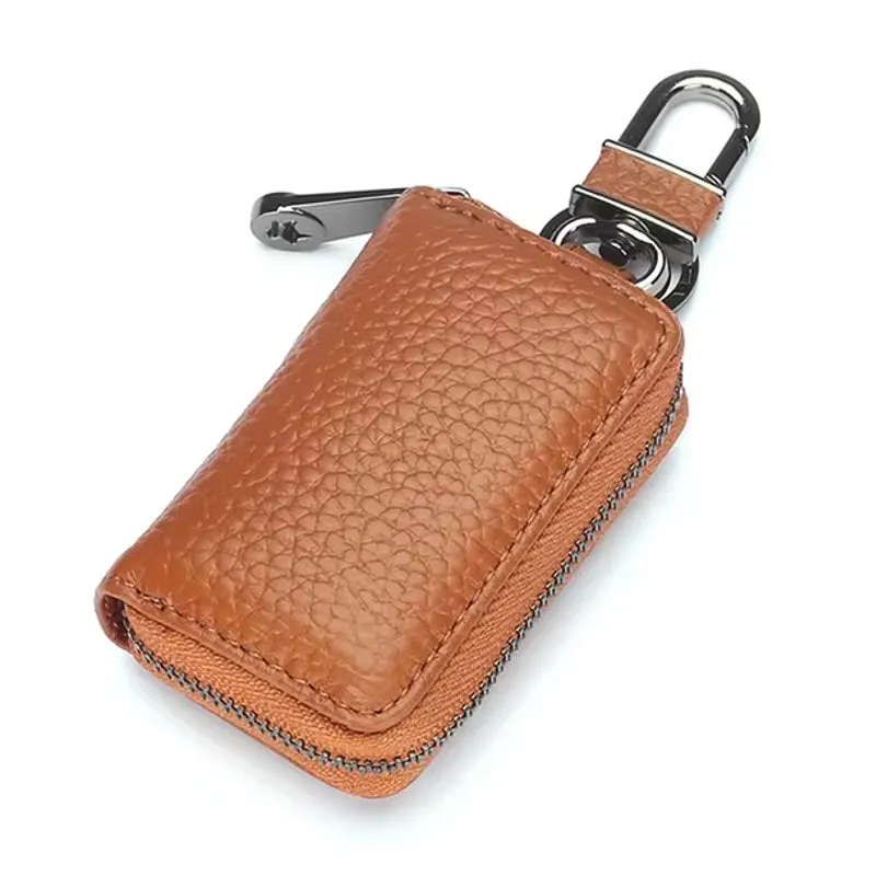 Men Genuine Leather Retro Mini Key Case Bag Large Capcity Fashion Car Key Keychain Wallet