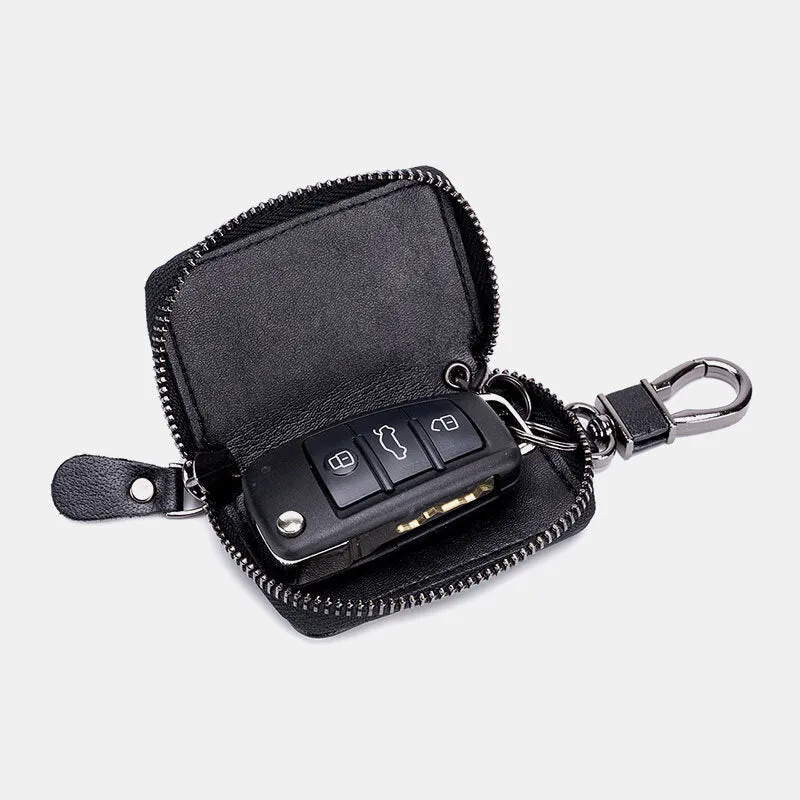 Men Genuine Leather Retro Mini Key Case Bag Large Capcity Fashion Car Key Keychain Wallet