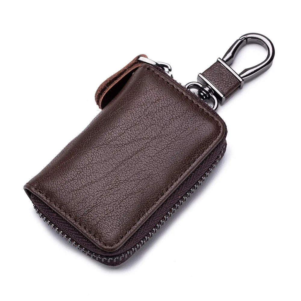 Men Genuine Leather Retro Mini Key Case Bag Large Capcity Fashion Car Key Keychain Wallet