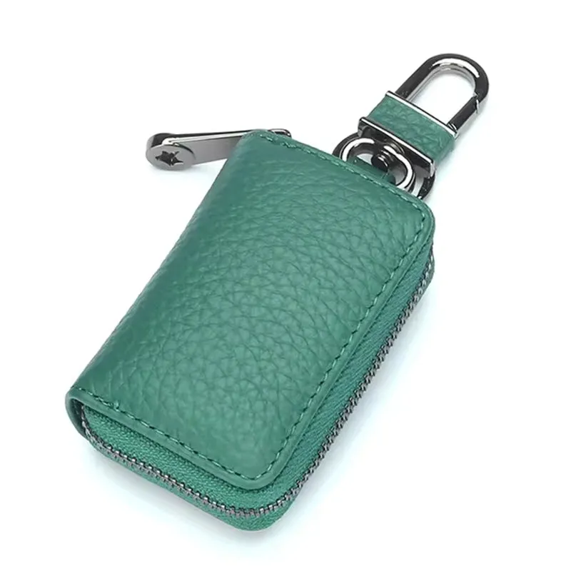 Men Genuine Leather Retro Mini Key Case Bag Large Capcity Fashion Car Key Keychain Wallet