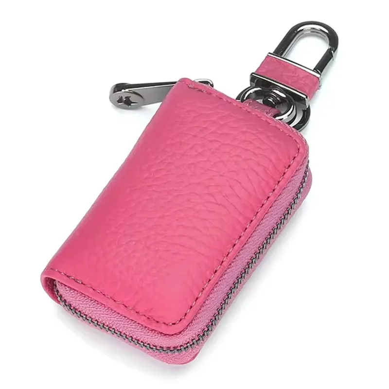 Men Genuine Leather Retro Mini Key Case Bag Large Capcity Fashion Car Key Keychain Wallet