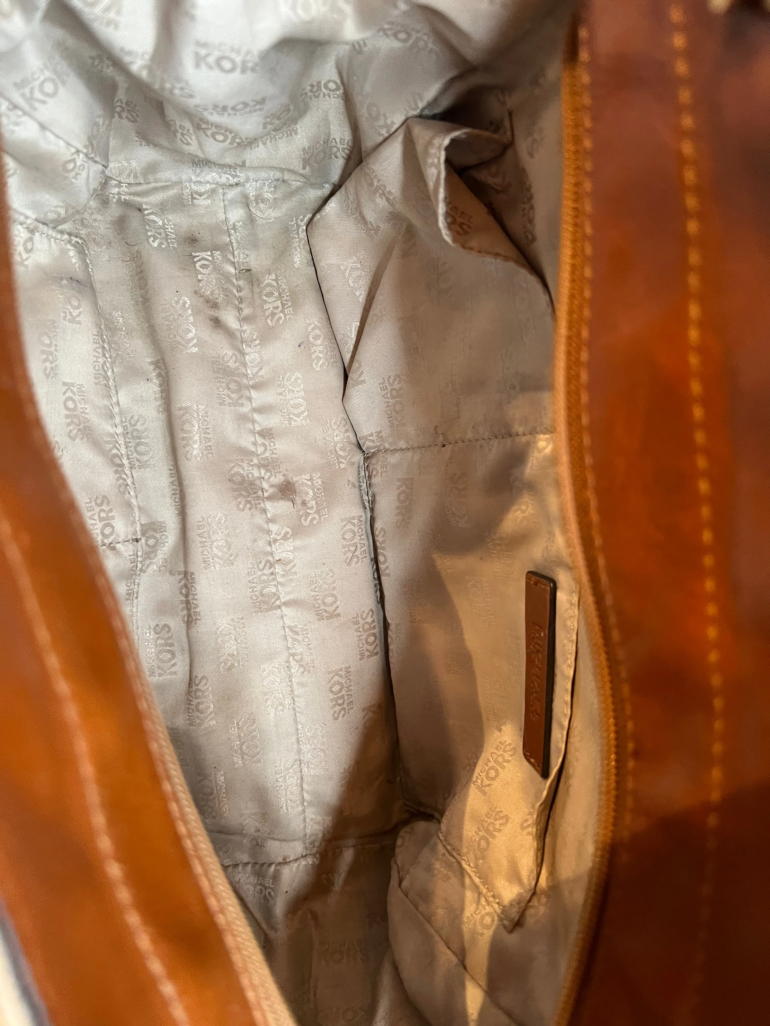 Michael Kors Cream Monogram Canvas Chain Tote