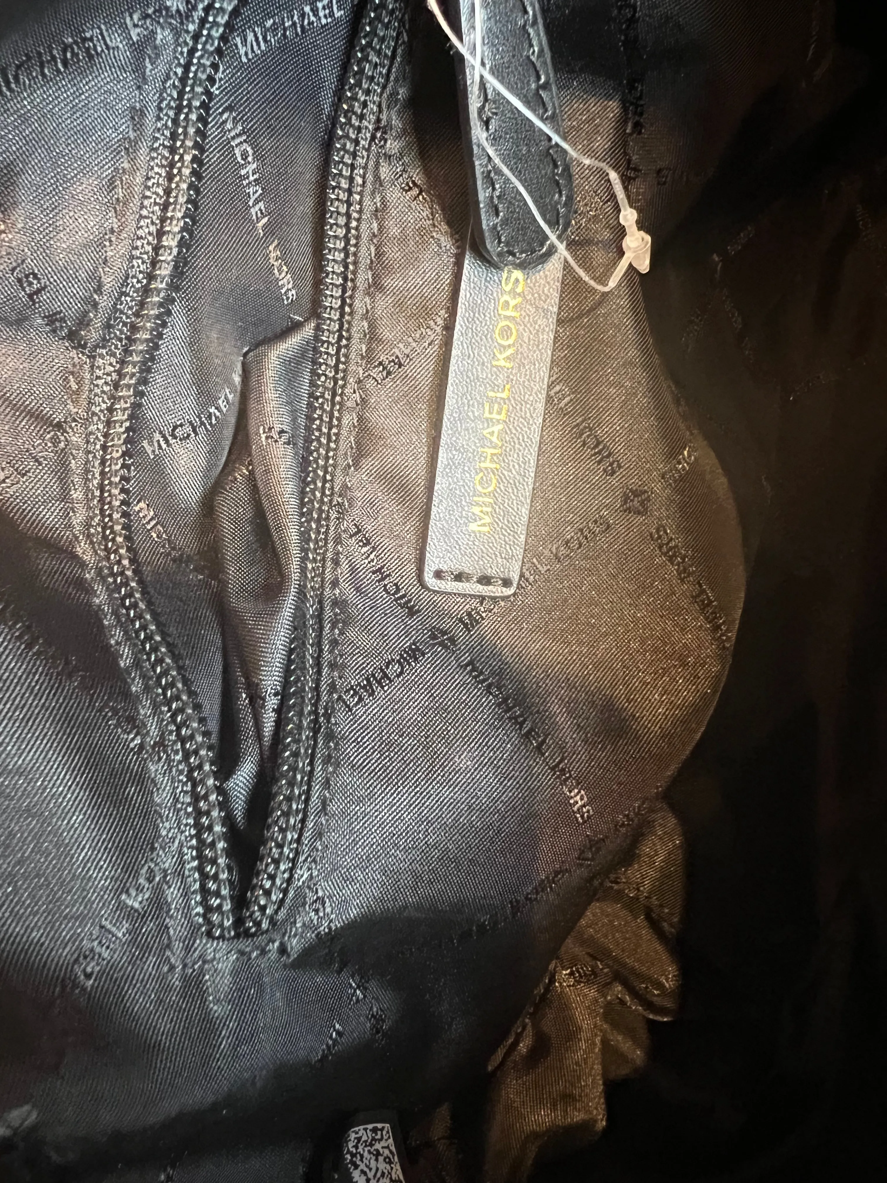 Michael Kors Monogram Canvas & Black Leather Crossbody