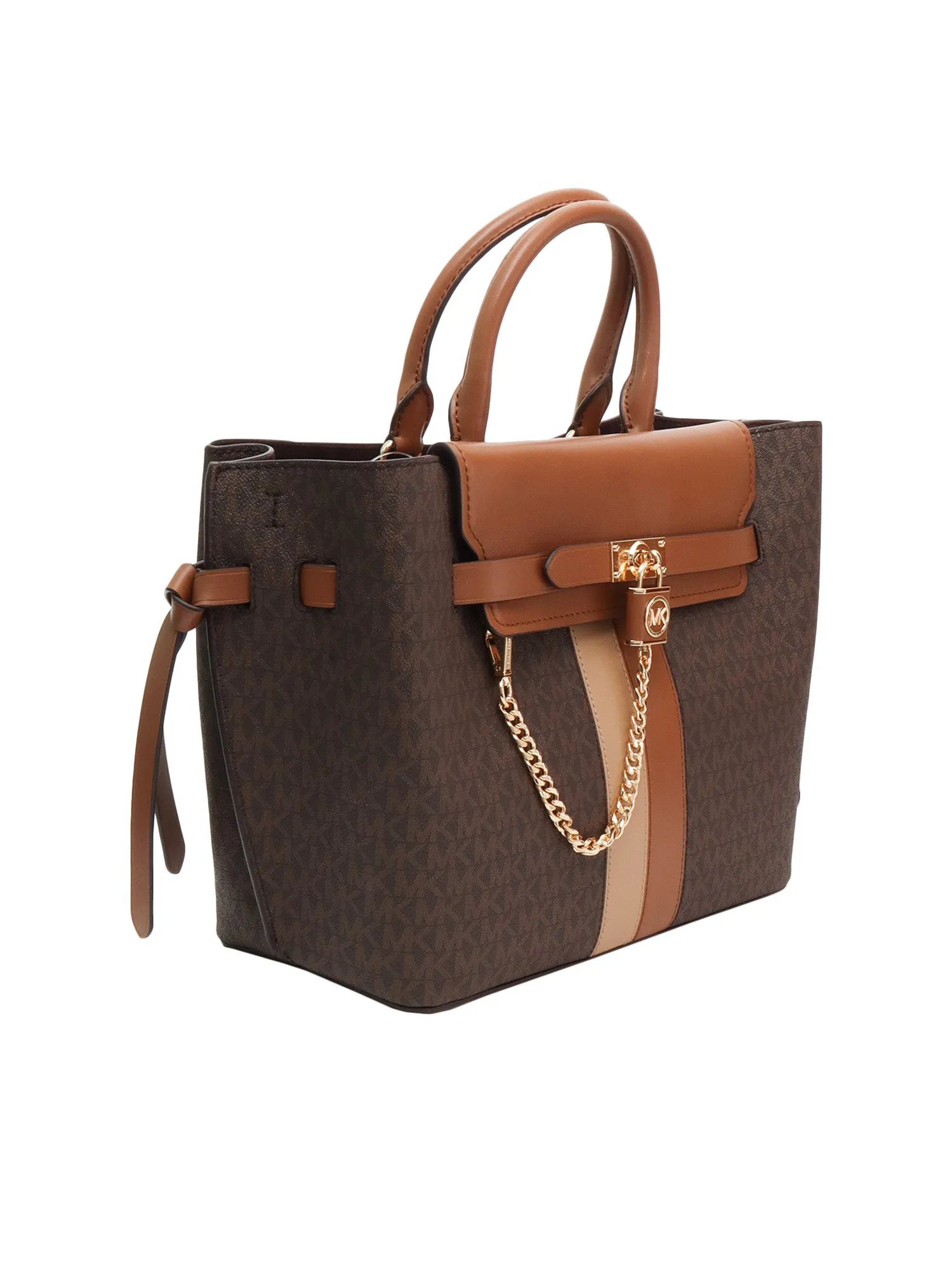 Michael Michael Kors Hamilton Legacy Large Logo Stripe Belted Satchel Bag
