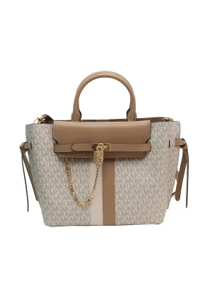 Michael Michael Kors Hamilton Legacy Large Logo Stripe Belted Satchel Bag