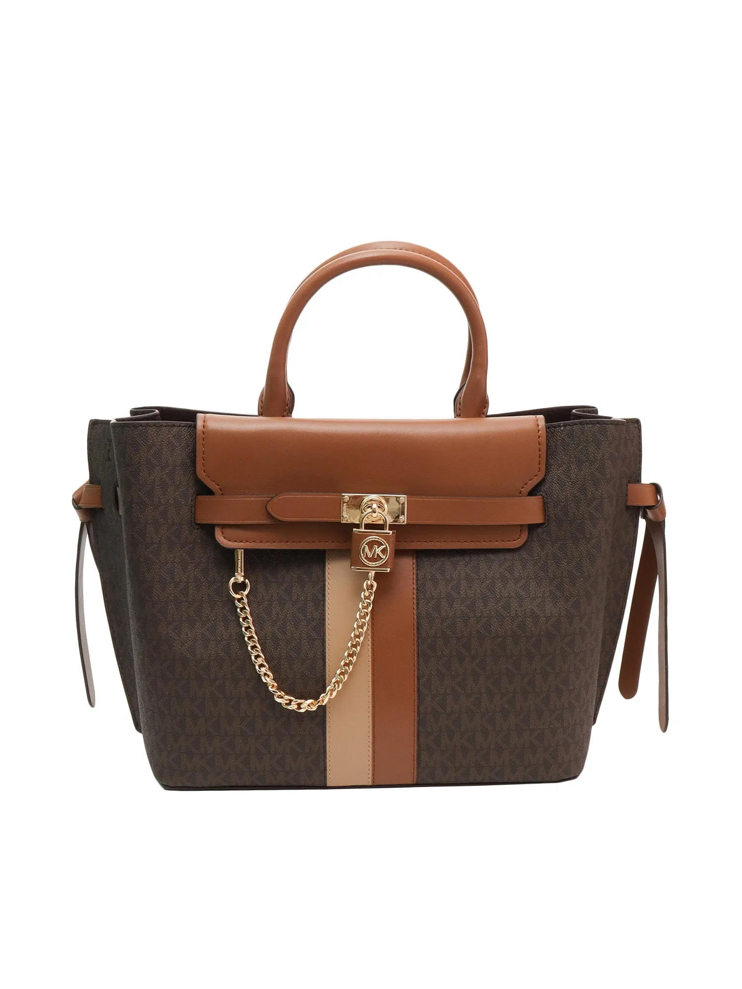 Michael Michael Kors Hamilton Legacy Large Logo Stripe Belted Satchel Bag