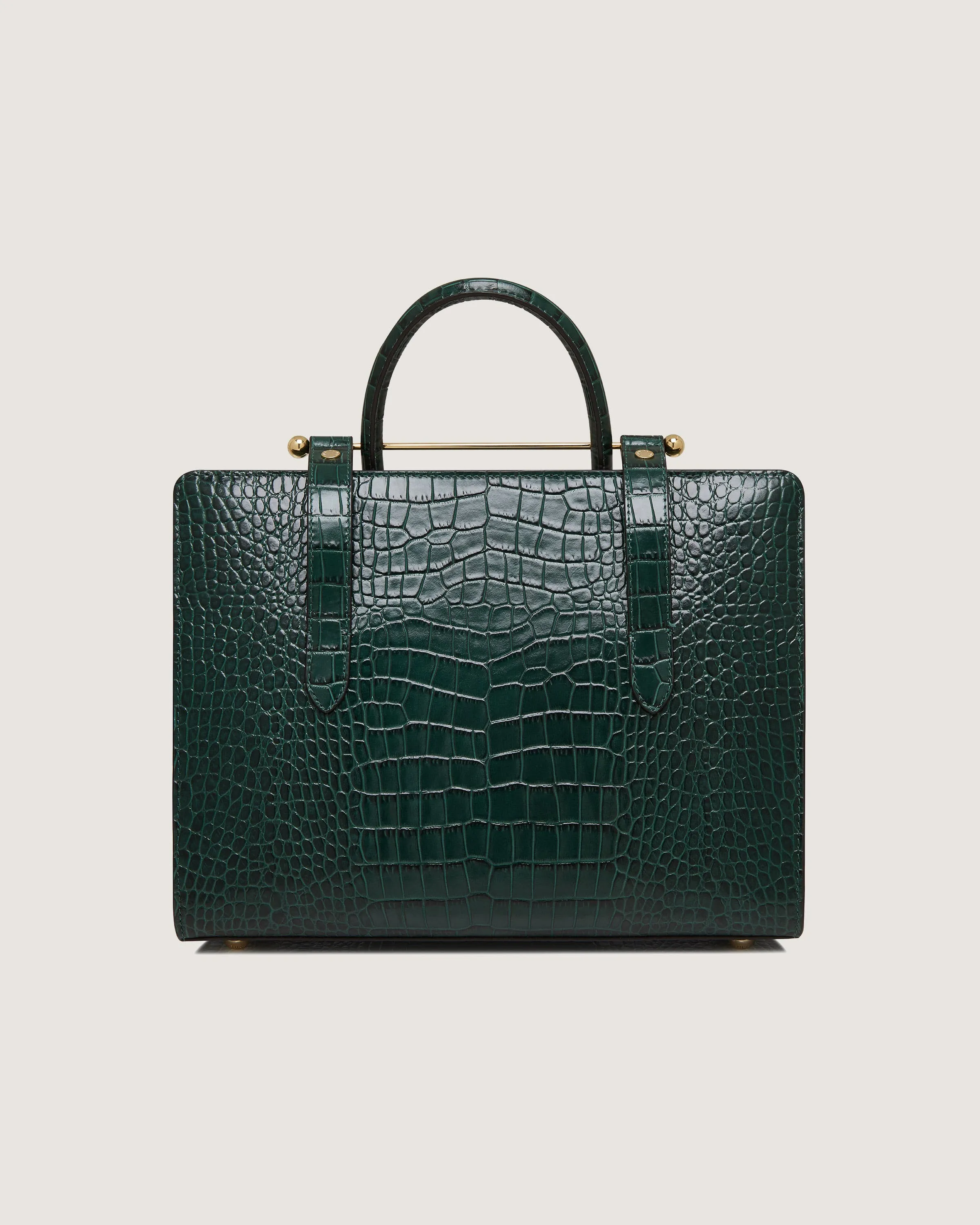 Midi Tote - Croc-Embossed Leather Bottle Green