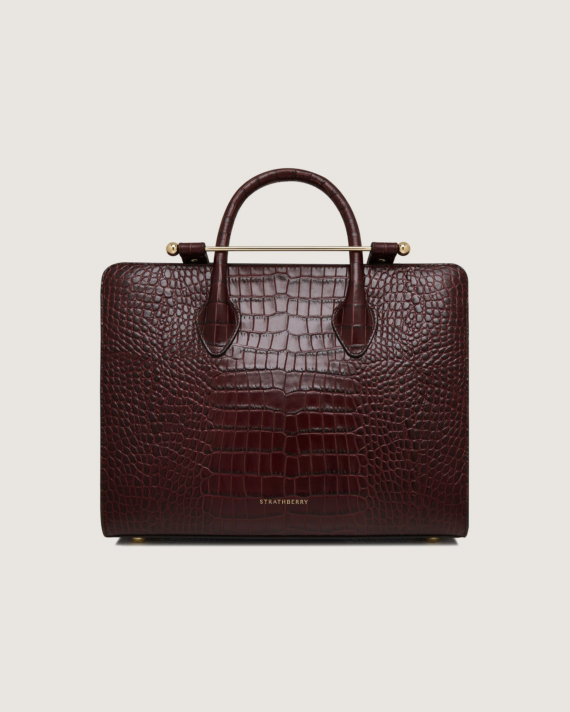 Midi Tote - Croc-Embossed Leather Burgundy