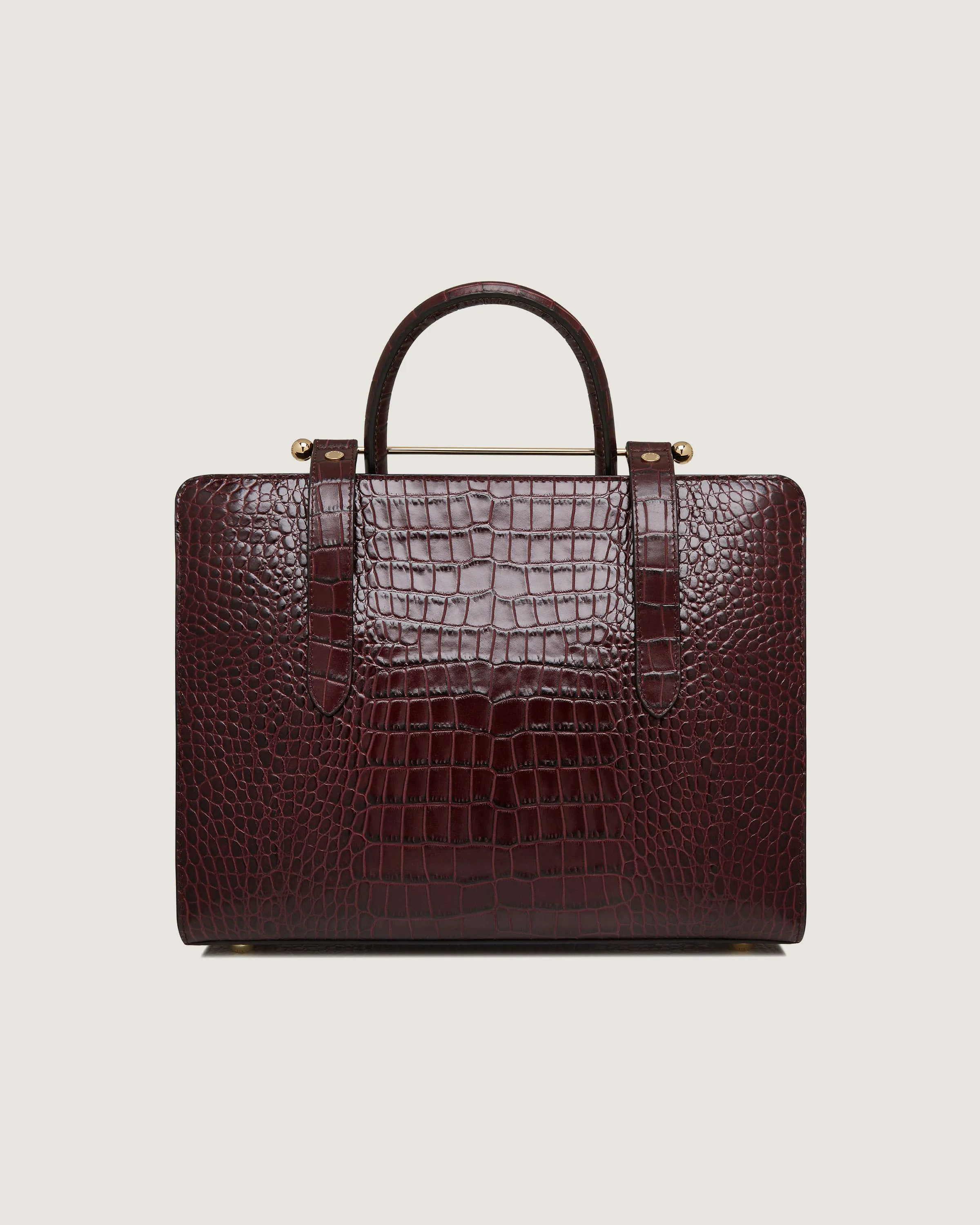 Midi Tote - Croc-Embossed Leather Burgundy