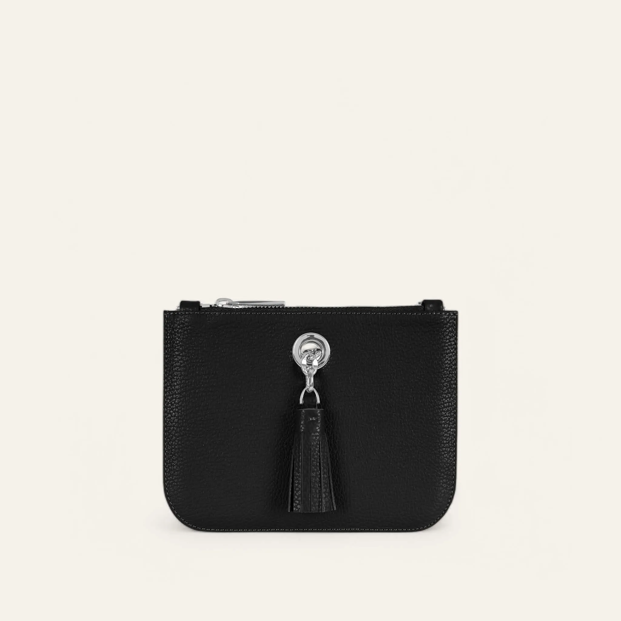 Mini D Tote | Black with Silver hardware