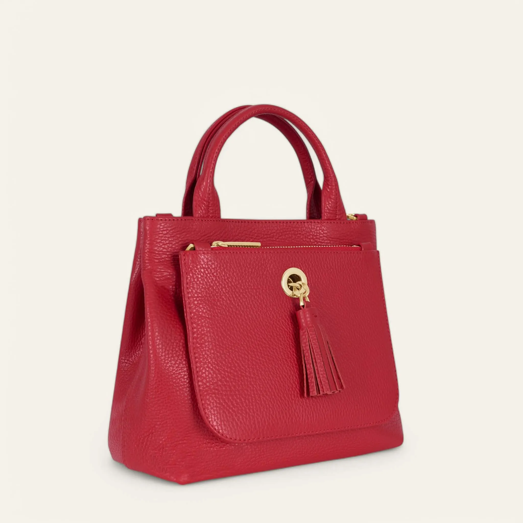 Mini D Tote | Pillarbox Red with Gold hardware