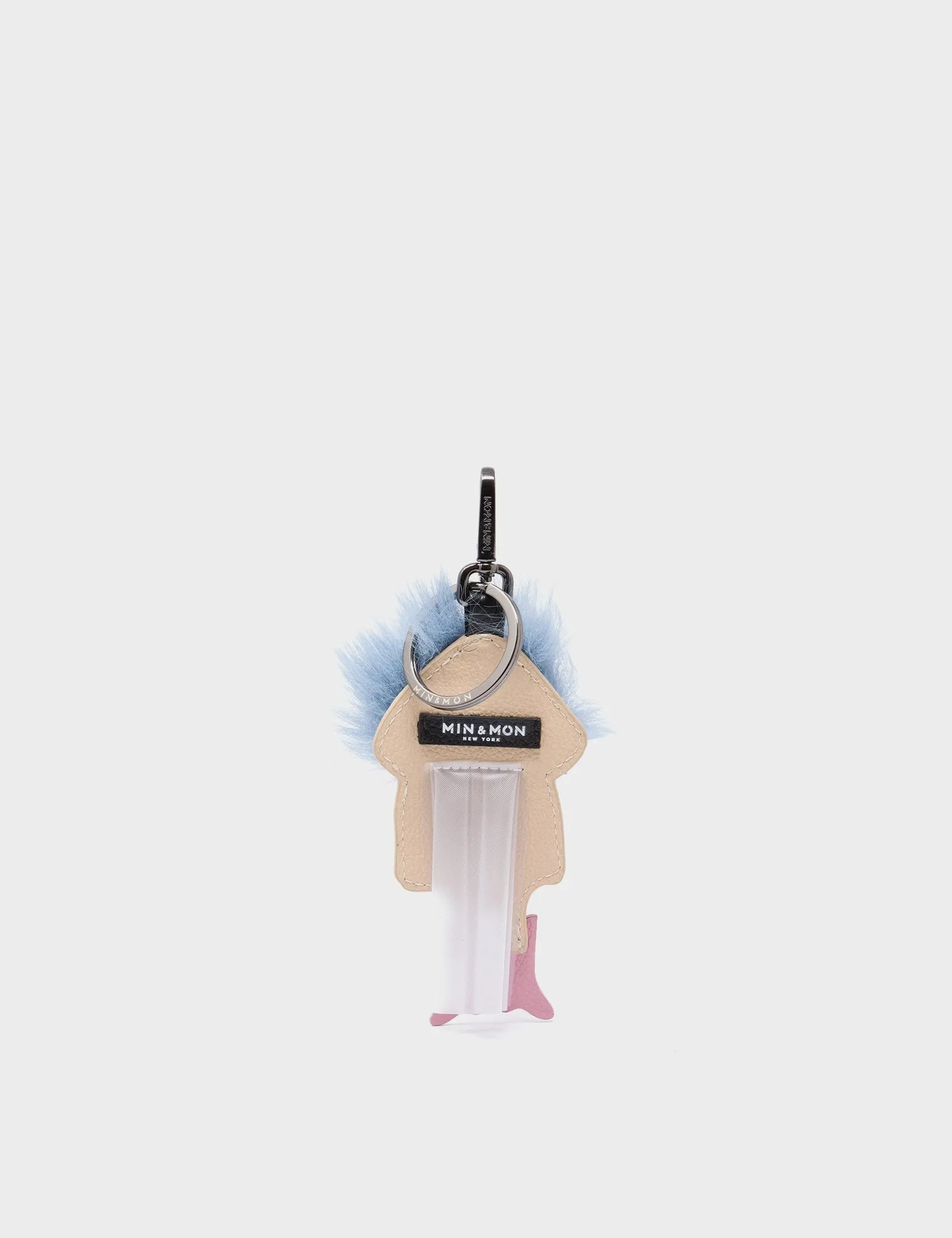 Monster Charm - Teddy Light Blue Faux Fur and Blush Pink Leather Boots