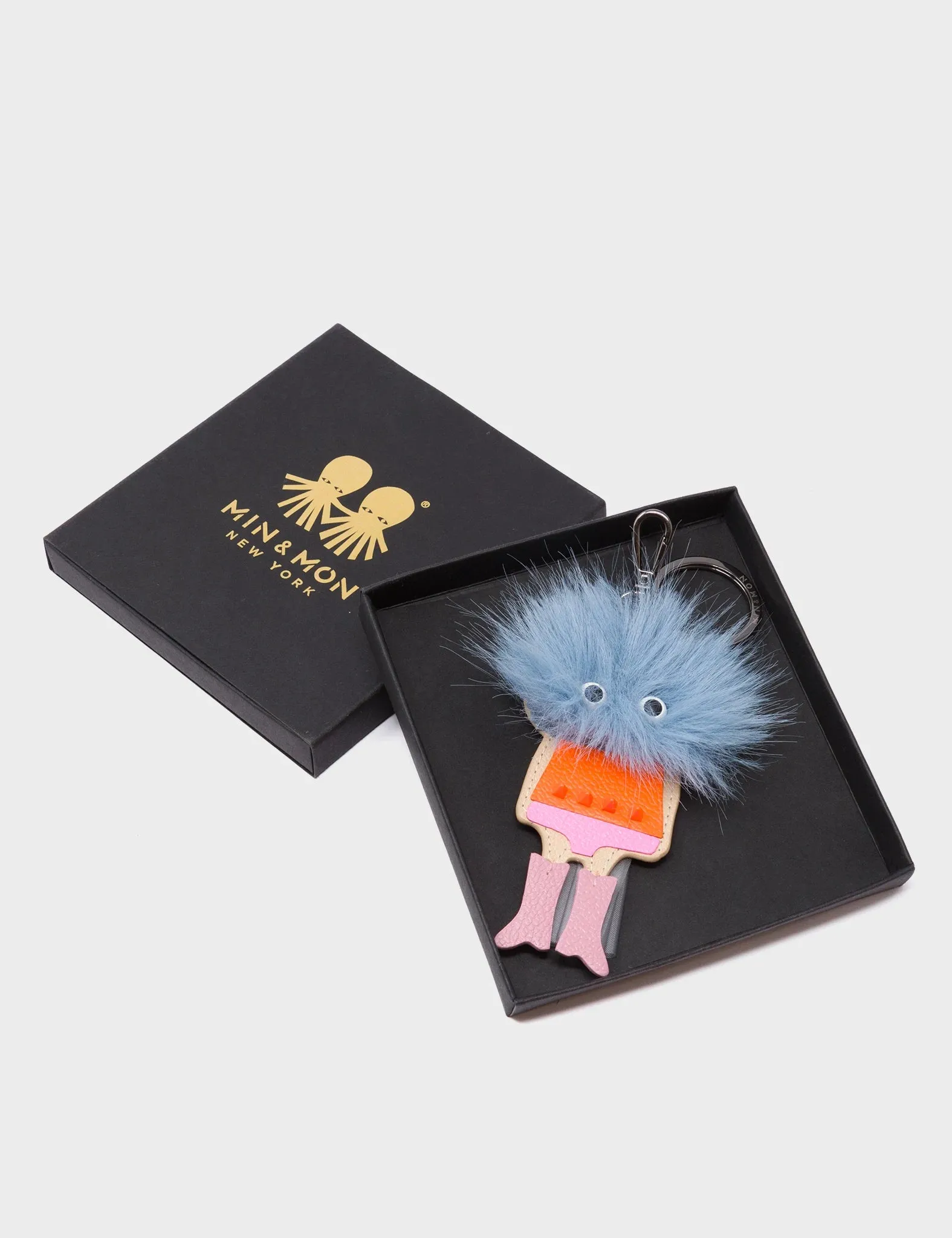 Monster Charm - Teddy Light Blue Faux Fur and Blush Pink Leather Boots
