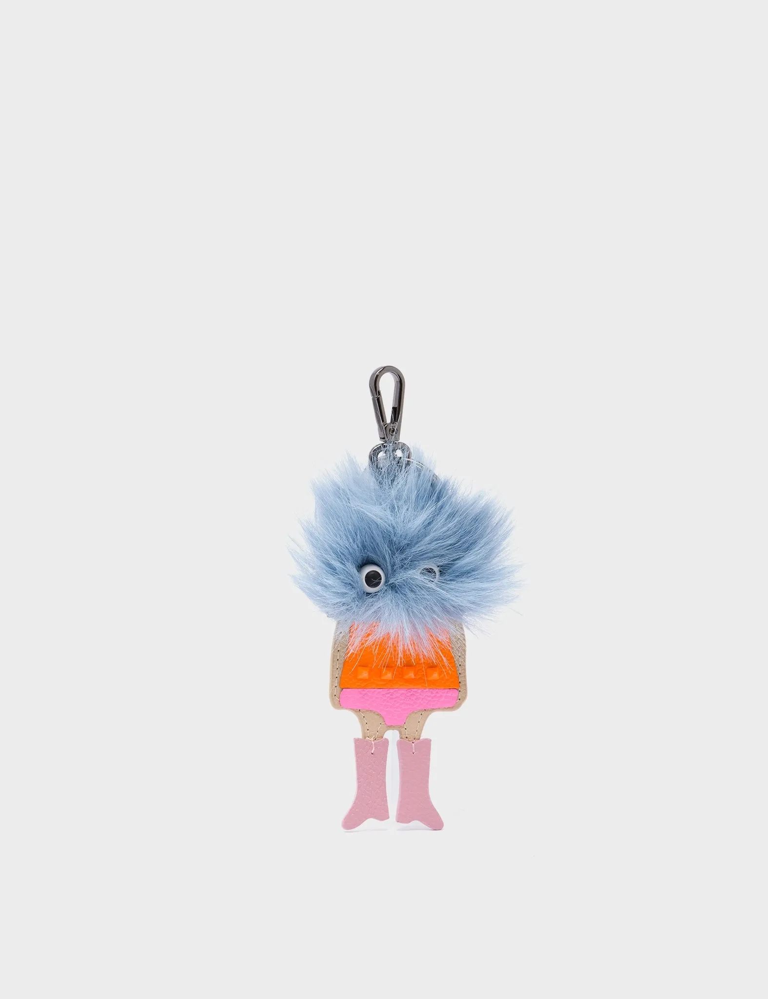 Monster Charm - Teddy Light Blue Faux Fur and Blush Pink Leather Boots