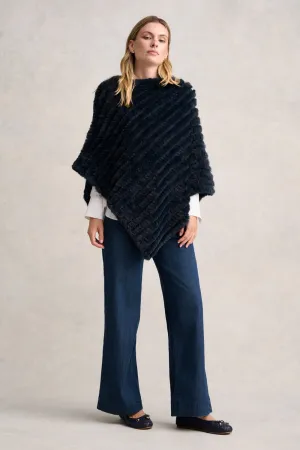 Navy Faux Fur Poncho