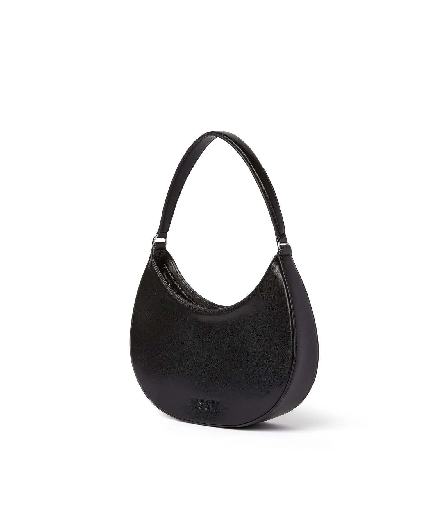 Opaque faux leather small "Hobo" shoulder bag Black
