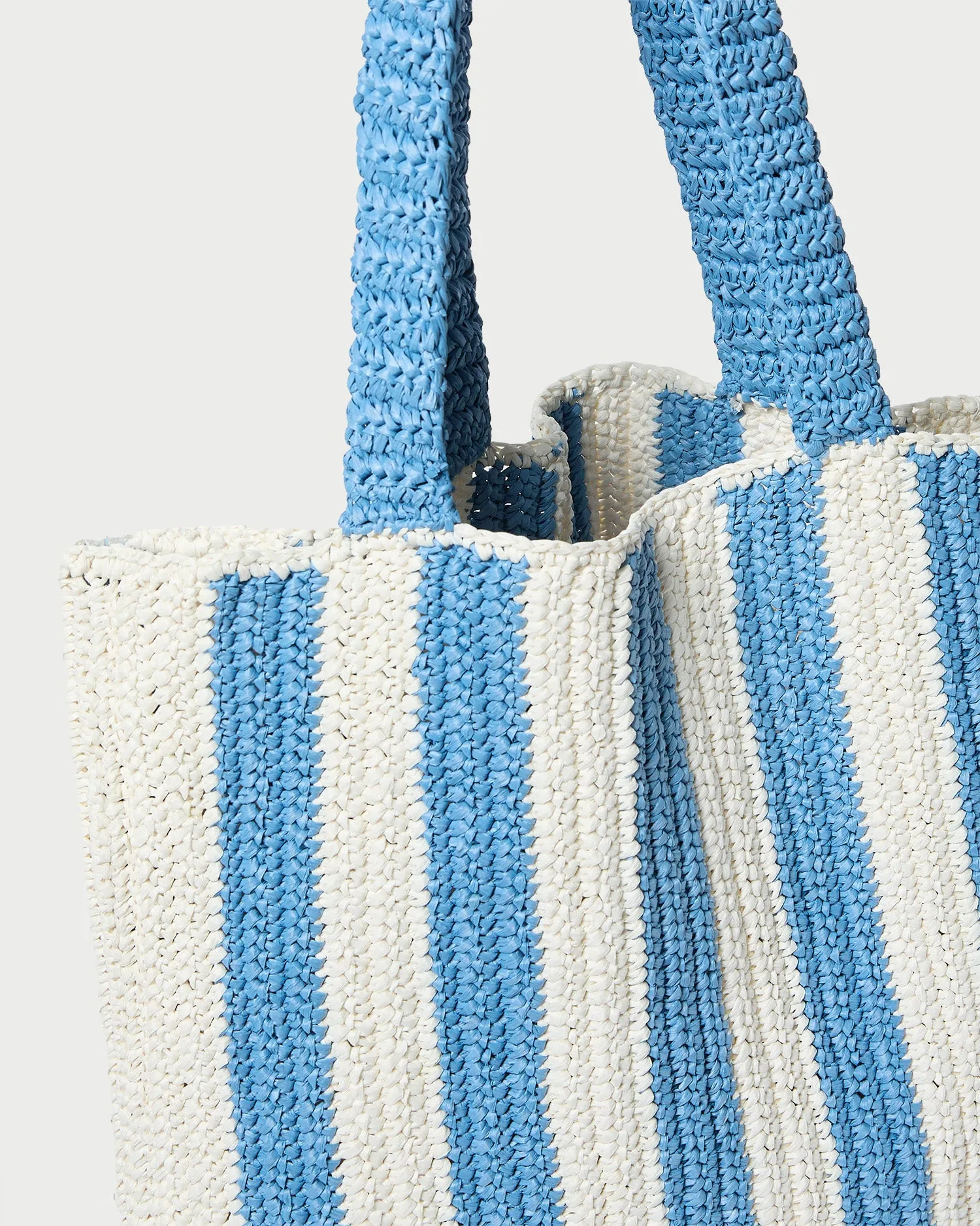 Orion Blue/White Raffia Tote