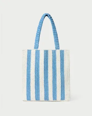 Orion Blue/White Raffia Tote