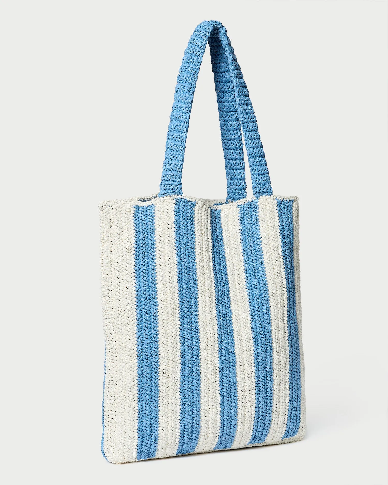 Orion Blue/White Raffia Tote
