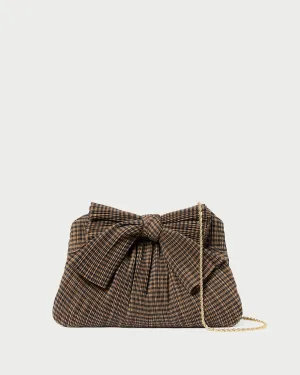 Rayne Brown/Black Pleated Bow Clutch