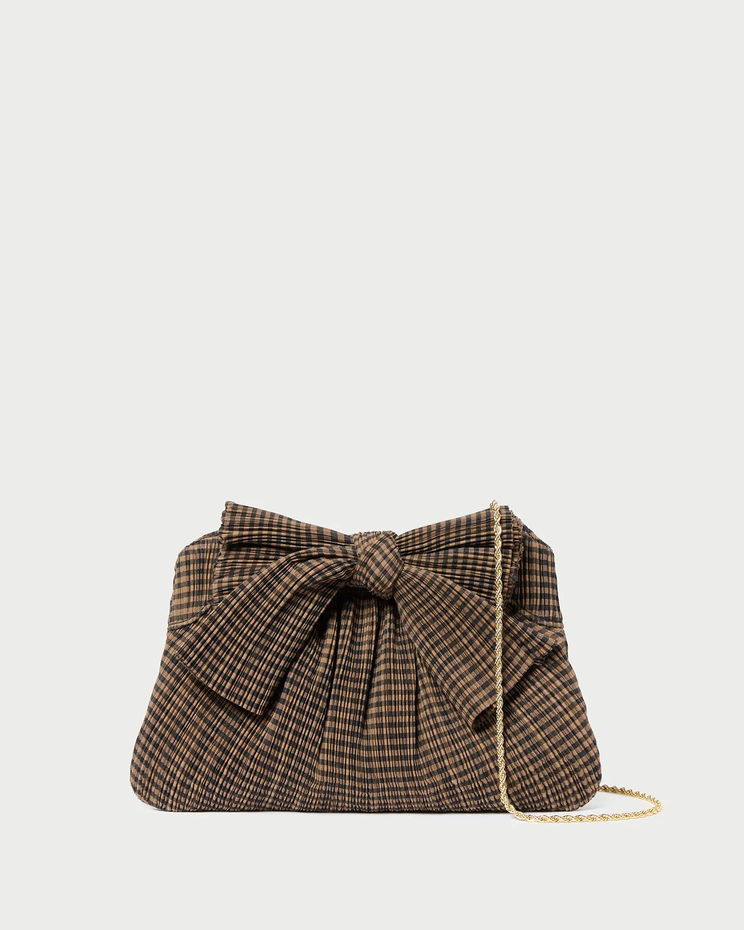 Rayne Brown/Black Pleated Bow Clutch