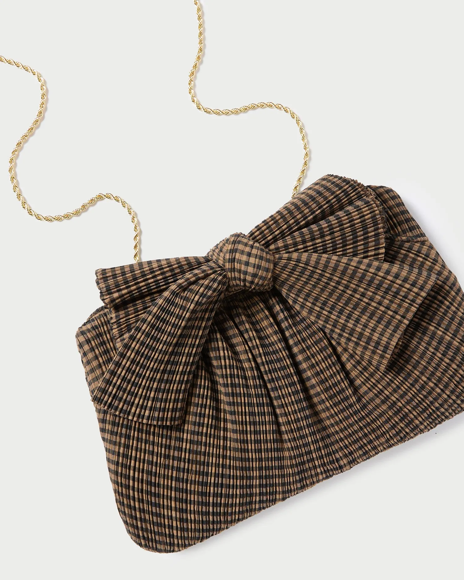 Rayne Brown/Black Pleated Bow Clutch