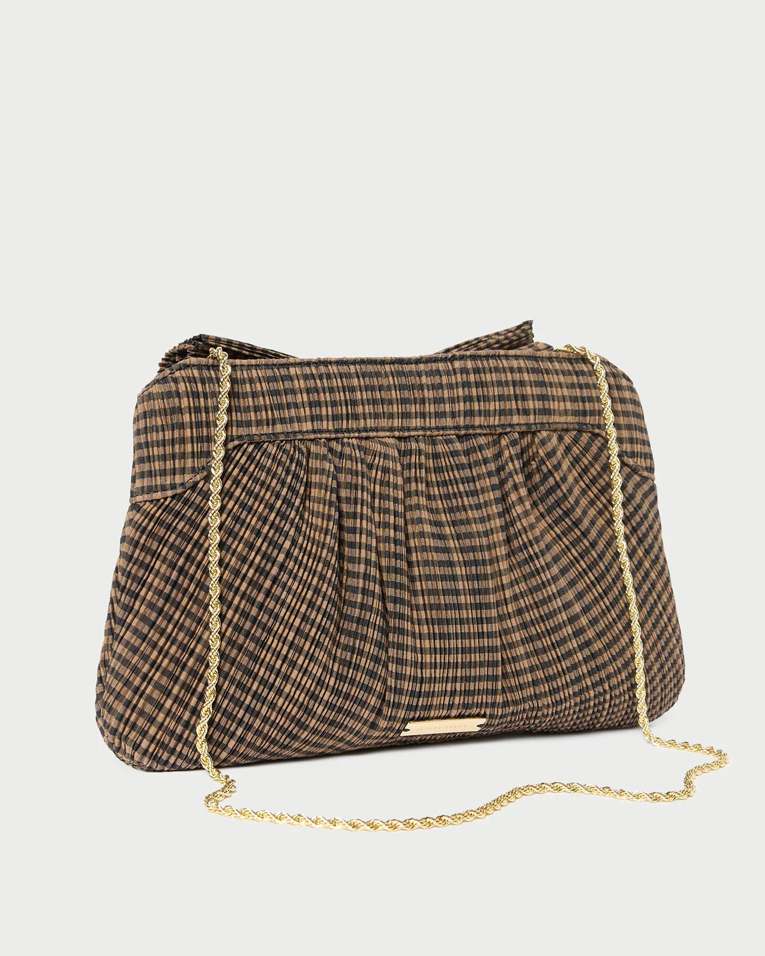 Rayne Brown/Black Pleated Bow Clutch