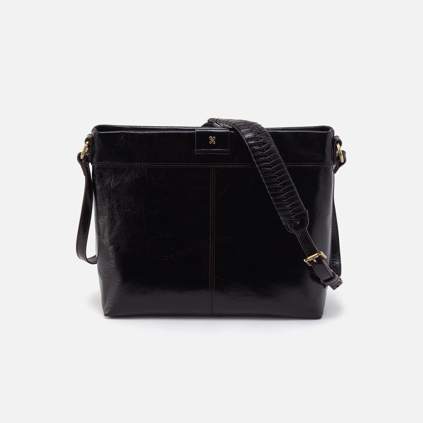 Romy Medium Crossbody In Polished Leather - Black