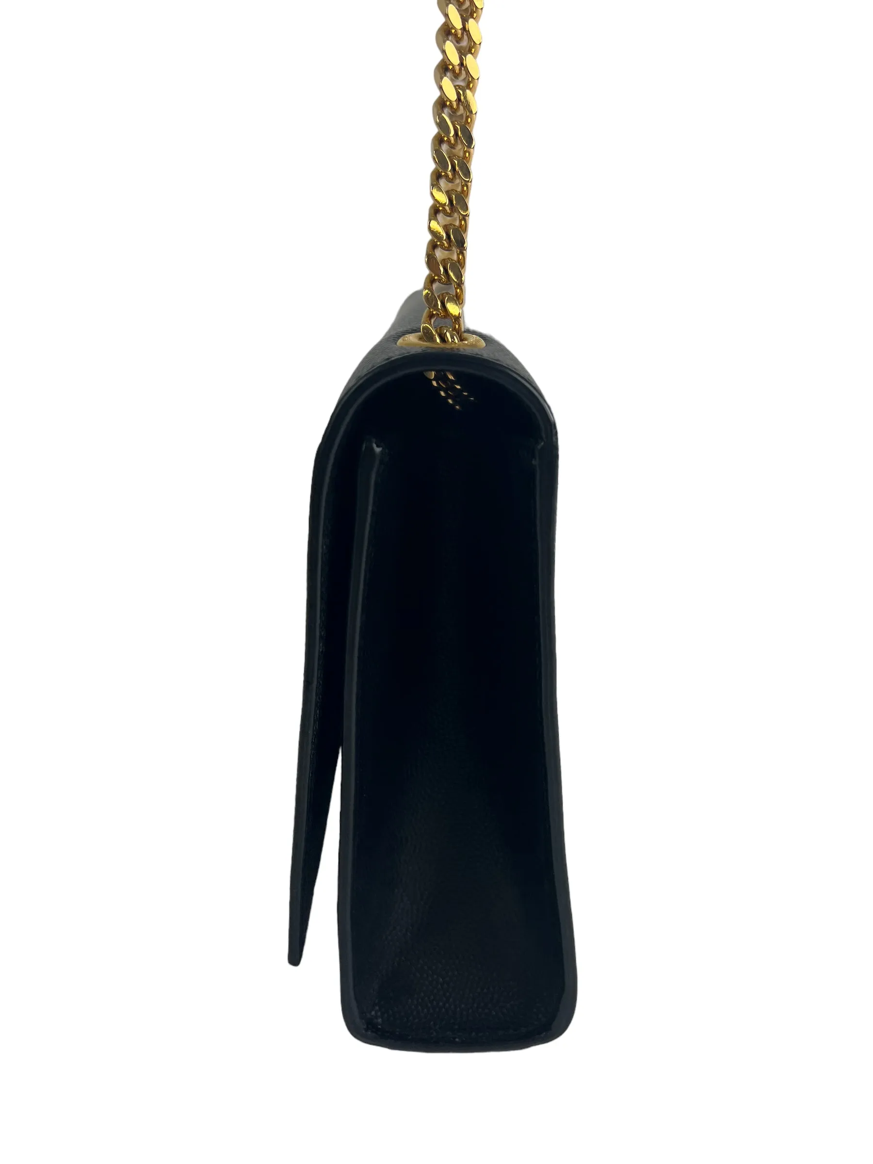 Saint Laurent Black Leather Medium Kate Chain Flap