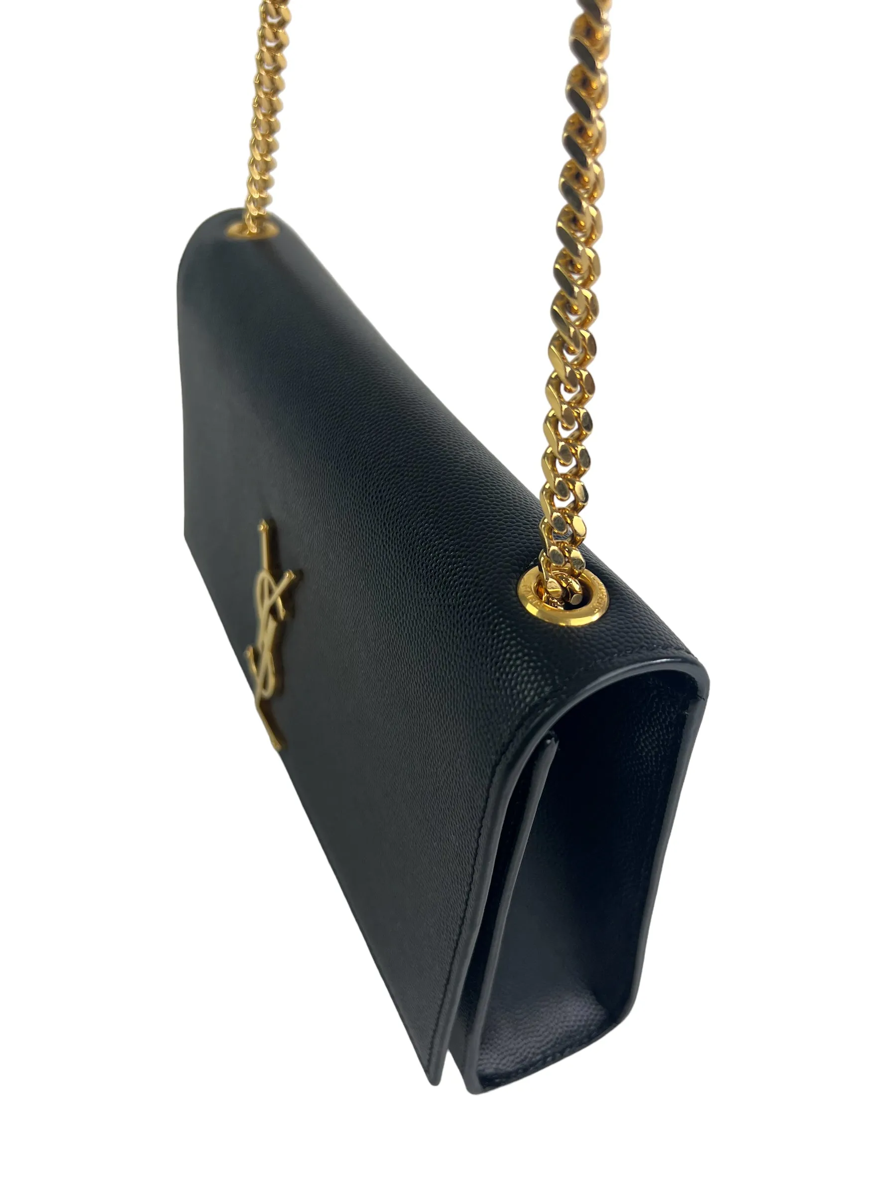 Saint Laurent Black Leather Medium Kate Chain Flap