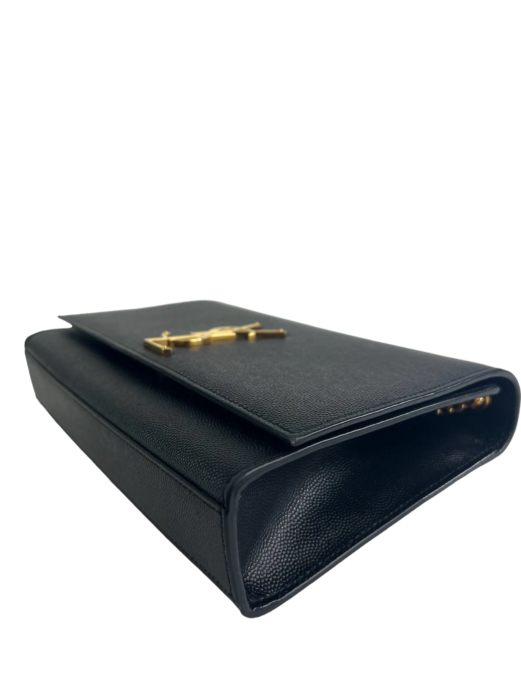 Saint Laurent Black Leather Medium Kate Chain Flap