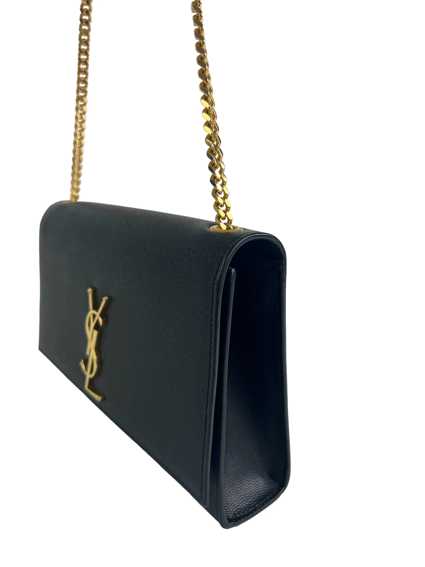 Saint Laurent Black Leather Medium Kate Chain Flap