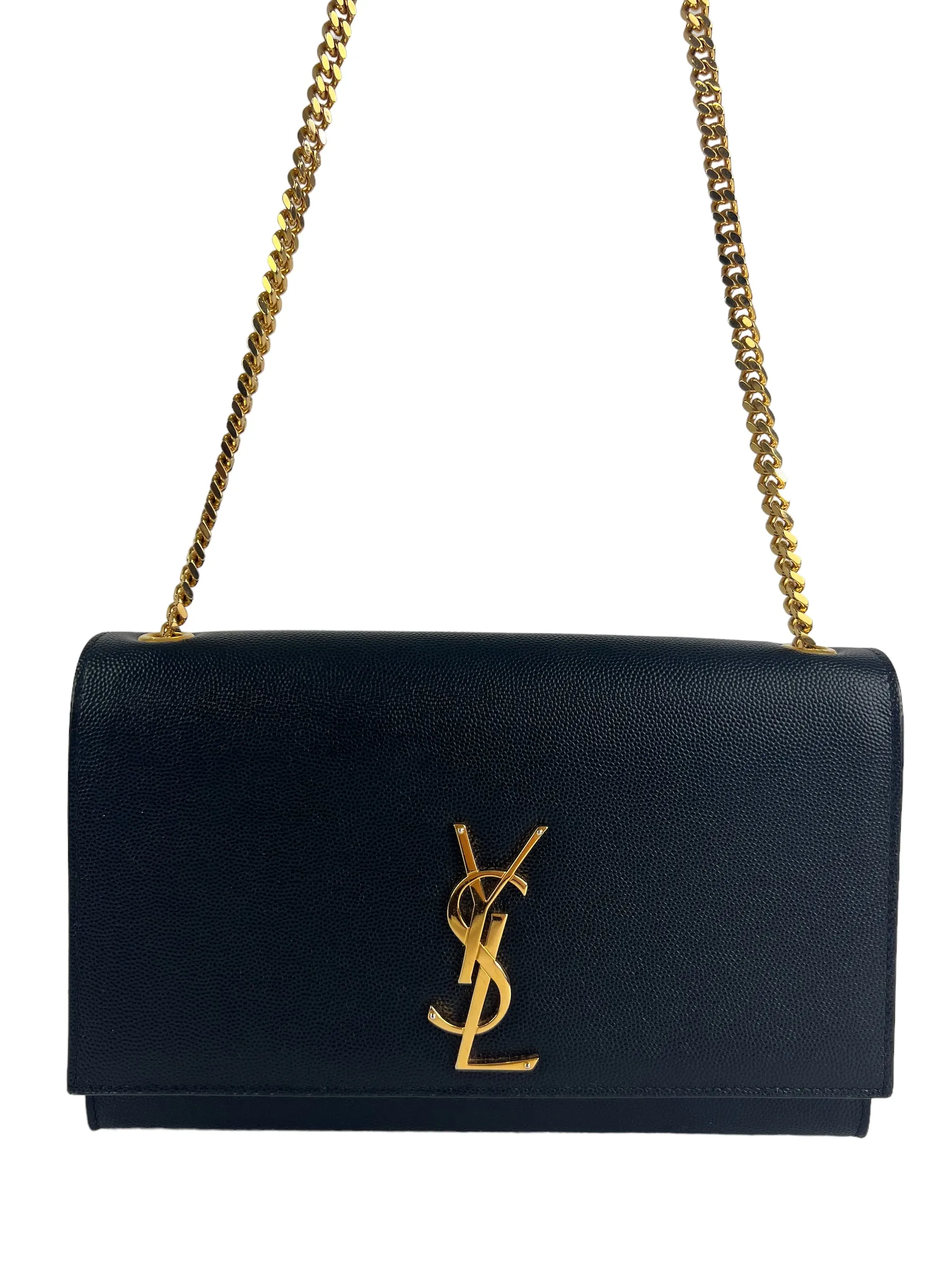 Saint Laurent Black Leather Medium Kate Chain Flap