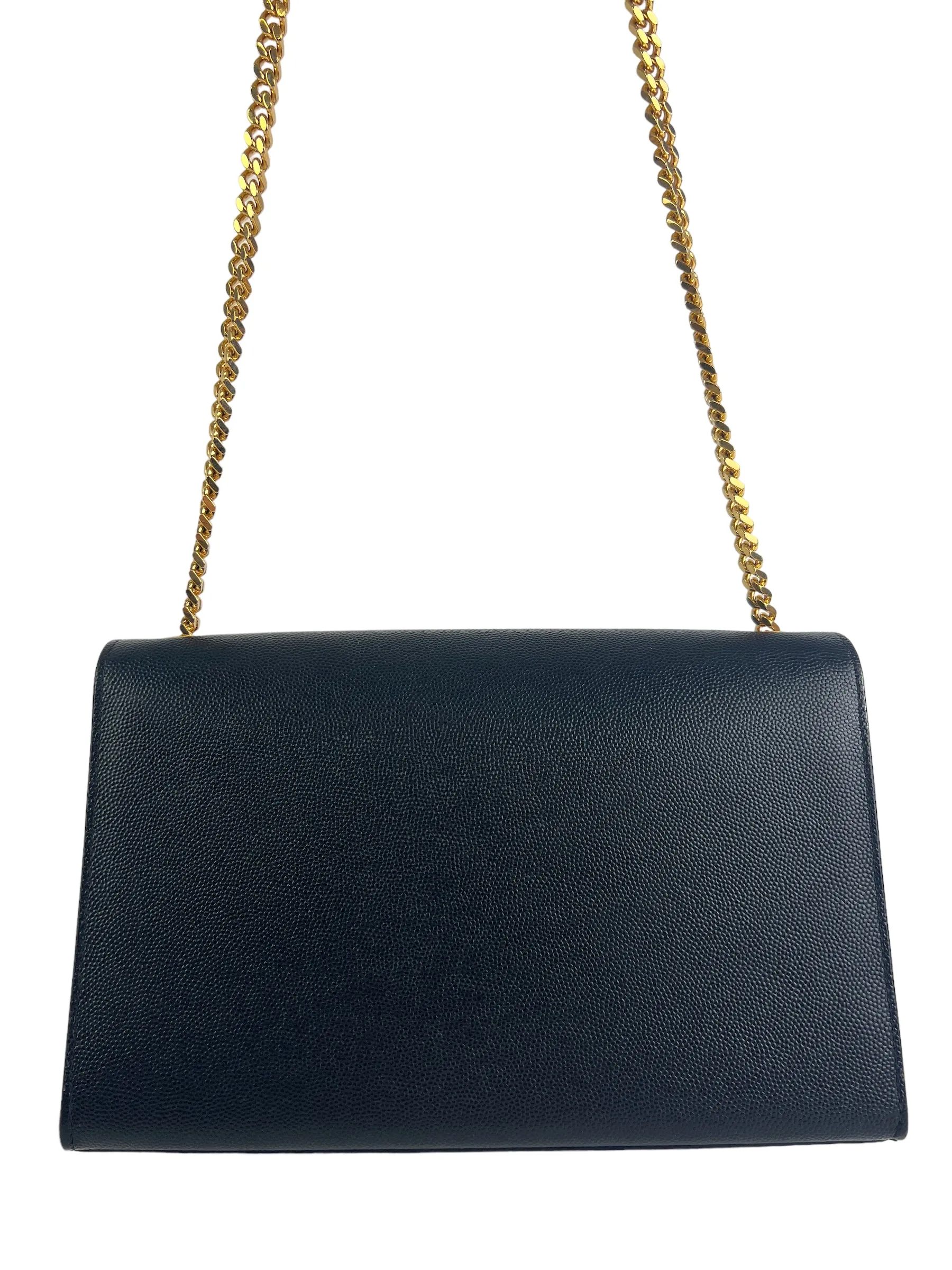 Saint Laurent Black Leather Medium Kate Chain Flap