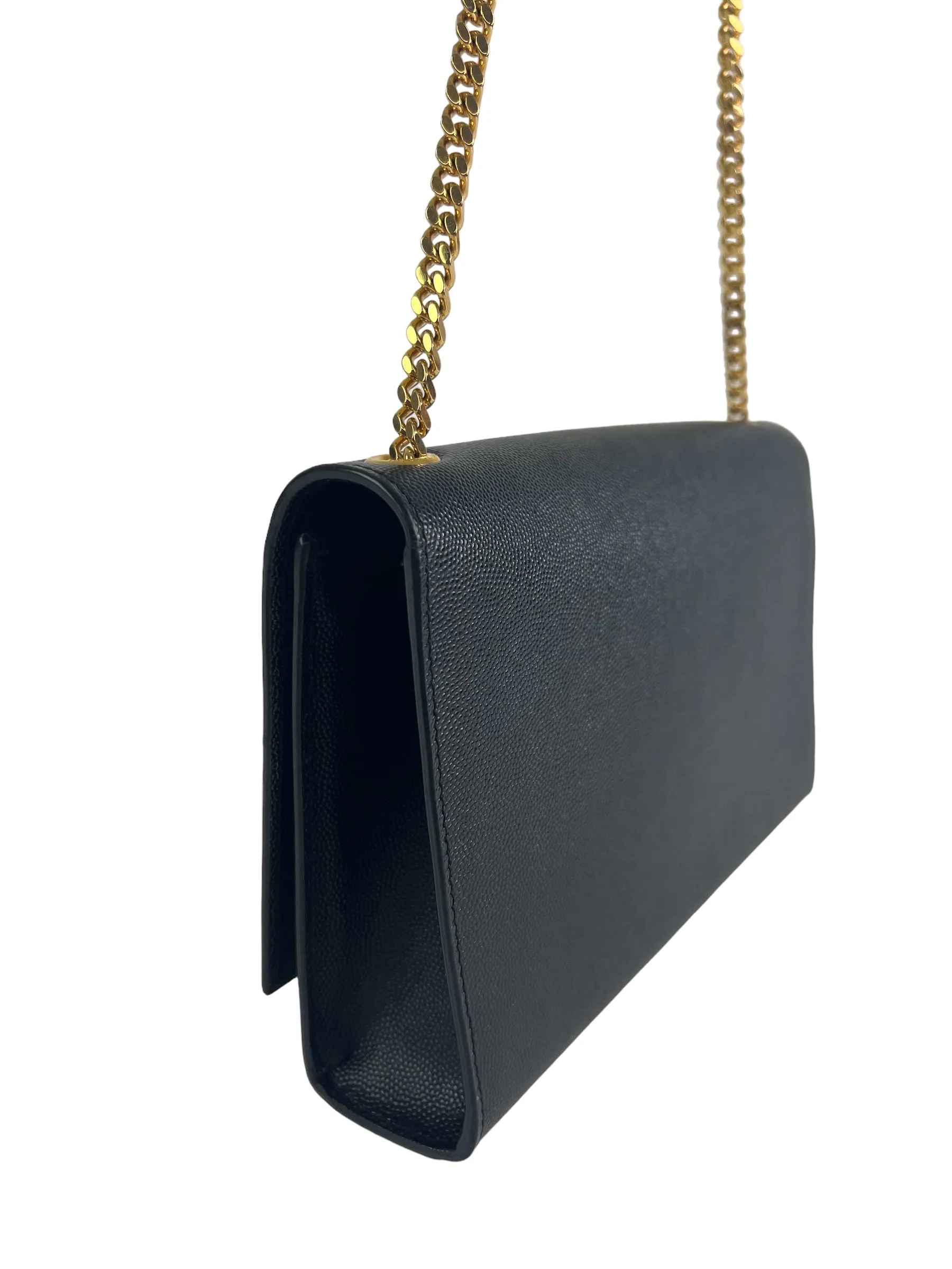 Saint Laurent Black Leather Medium Kate Chain Flap