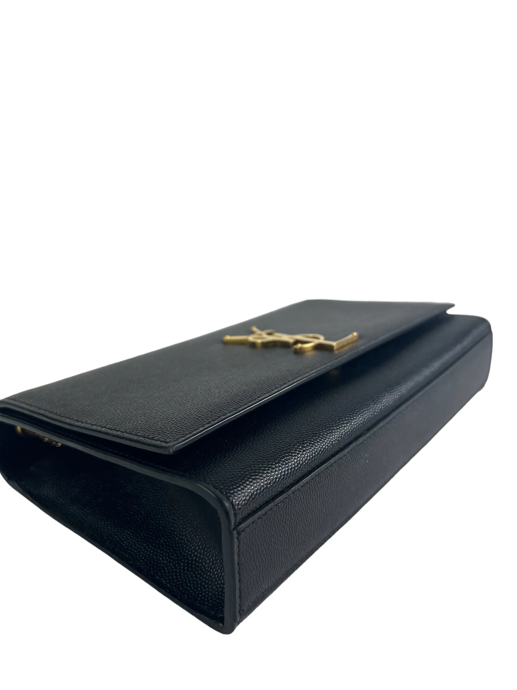 Saint Laurent Black Leather Medium Kate Chain Flap