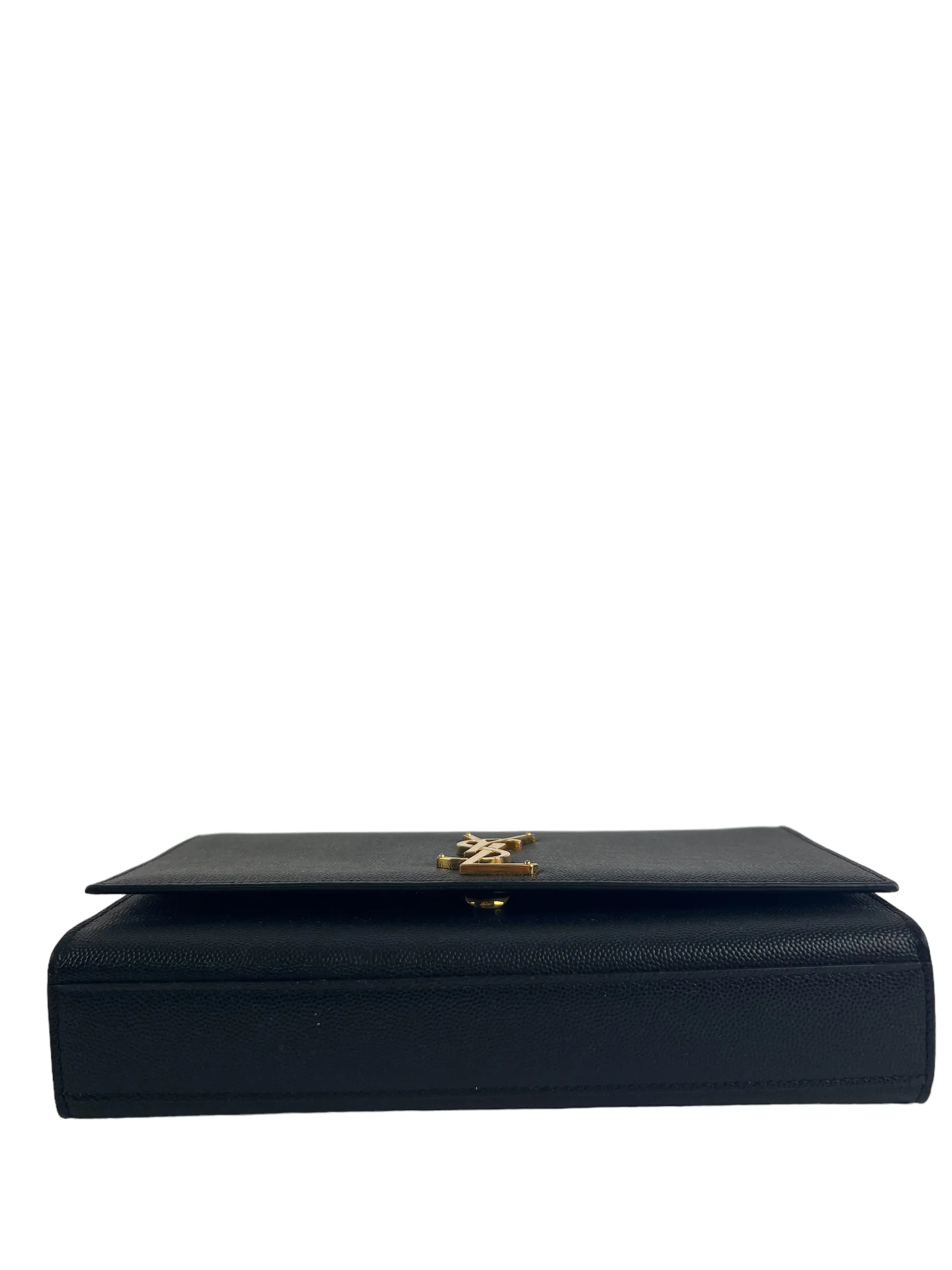 Saint Laurent Black Leather Medium Kate Chain Flap