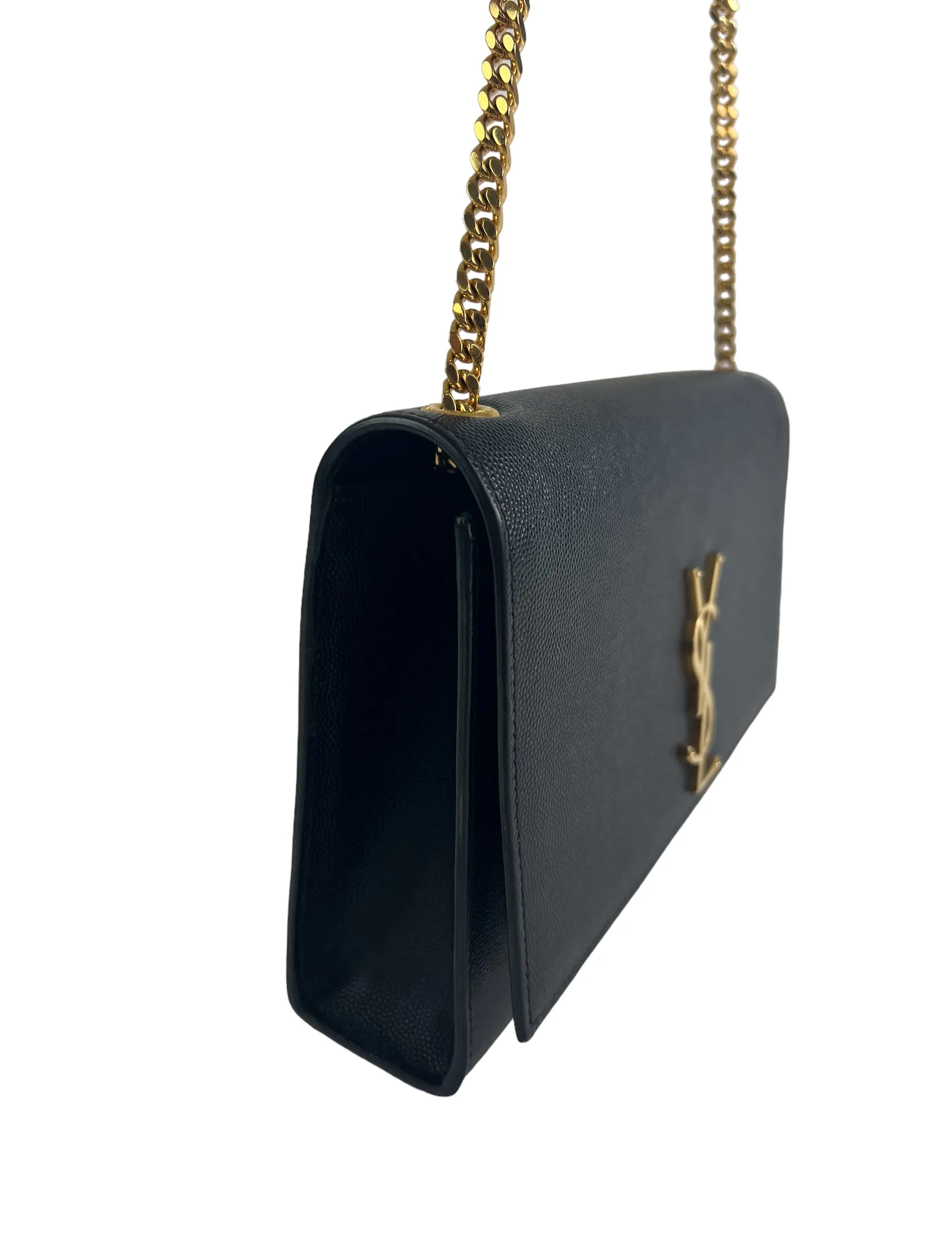 Saint Laurent Black Leather Medium Kate Chain Flap