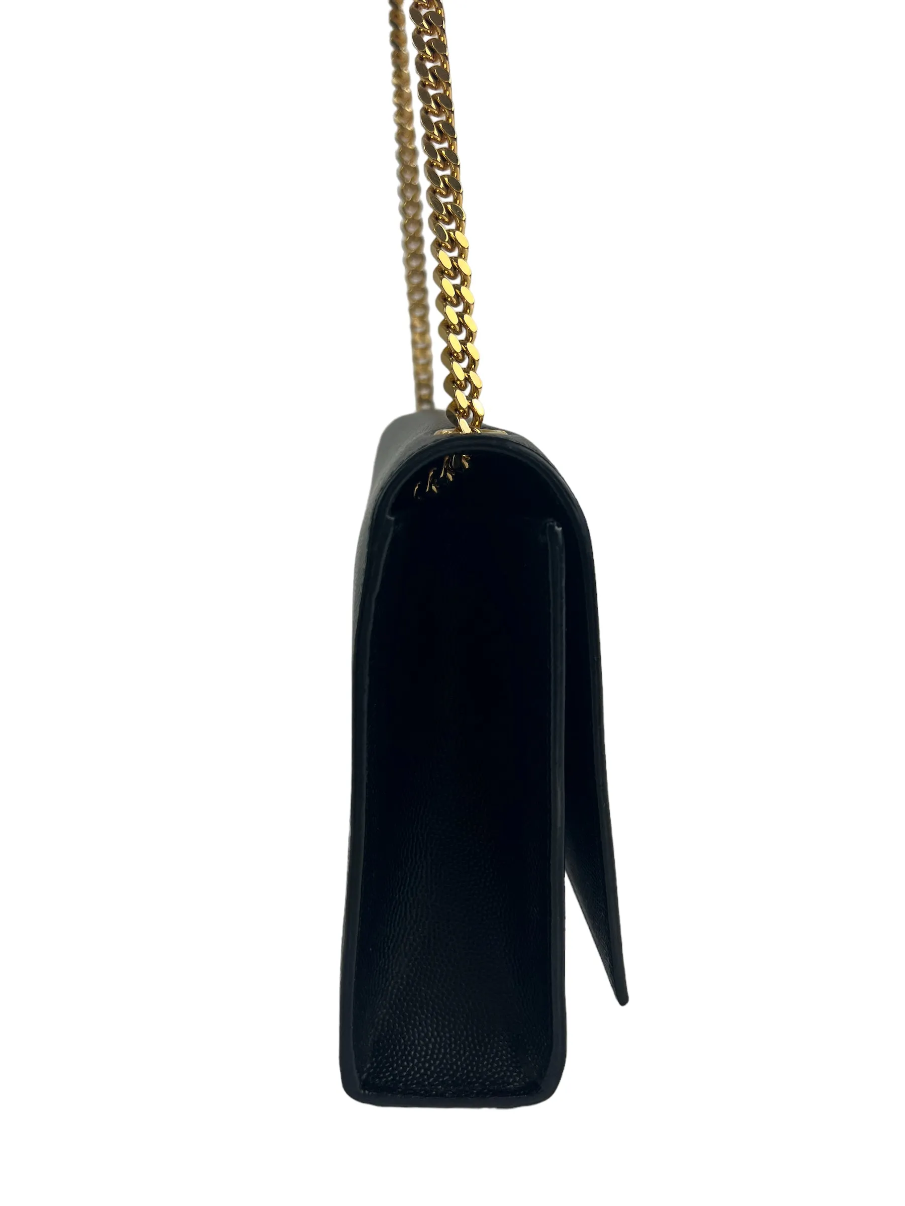 Saint Laurent Black Leather Medium Kate Chain Flap