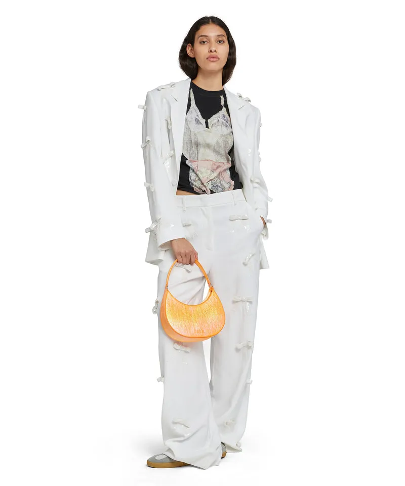 Shaded craquele faux leather small "Hobo" shoulder bag Orange