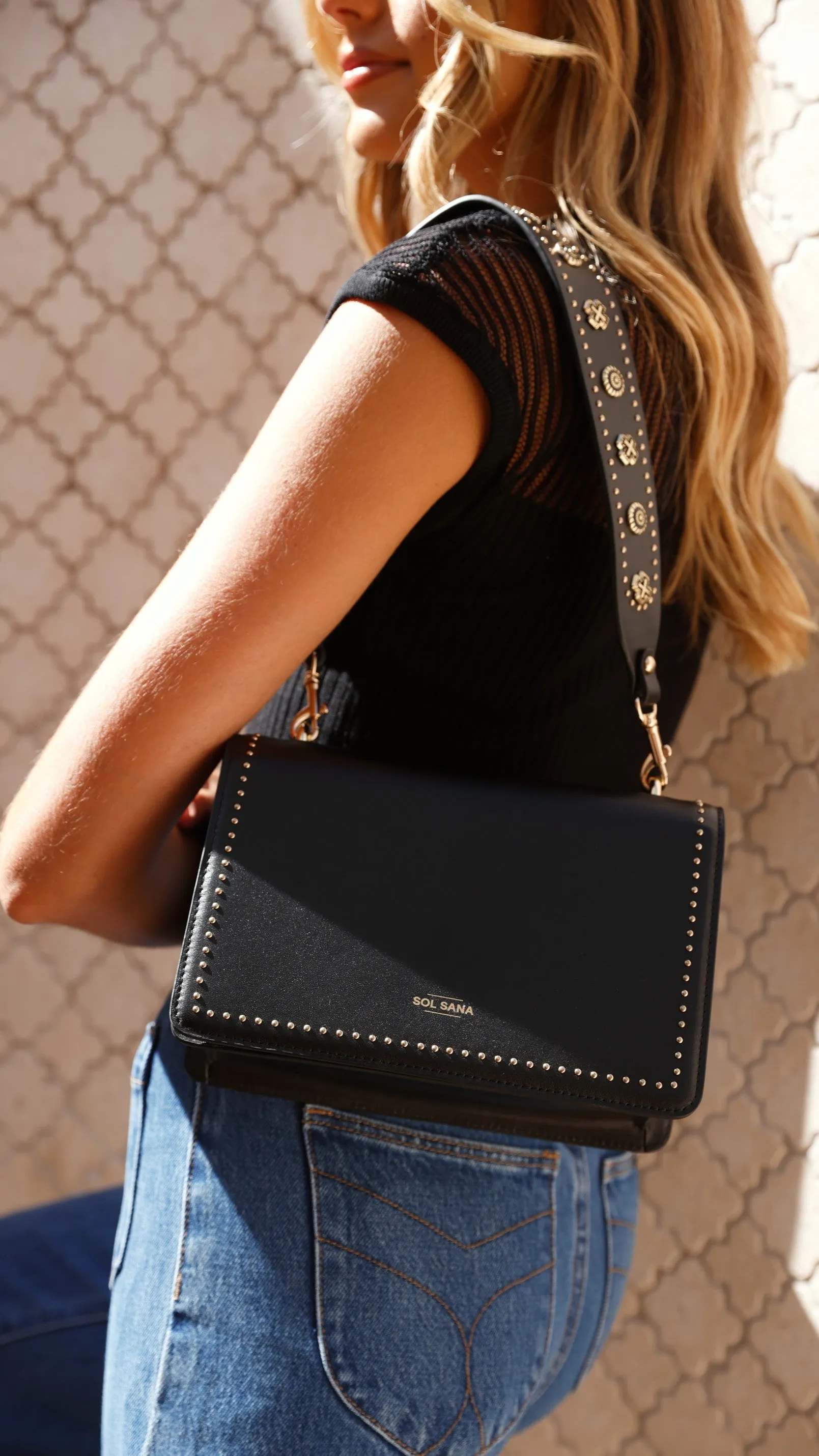 Sol Sana Flap Bag - Black/Gold