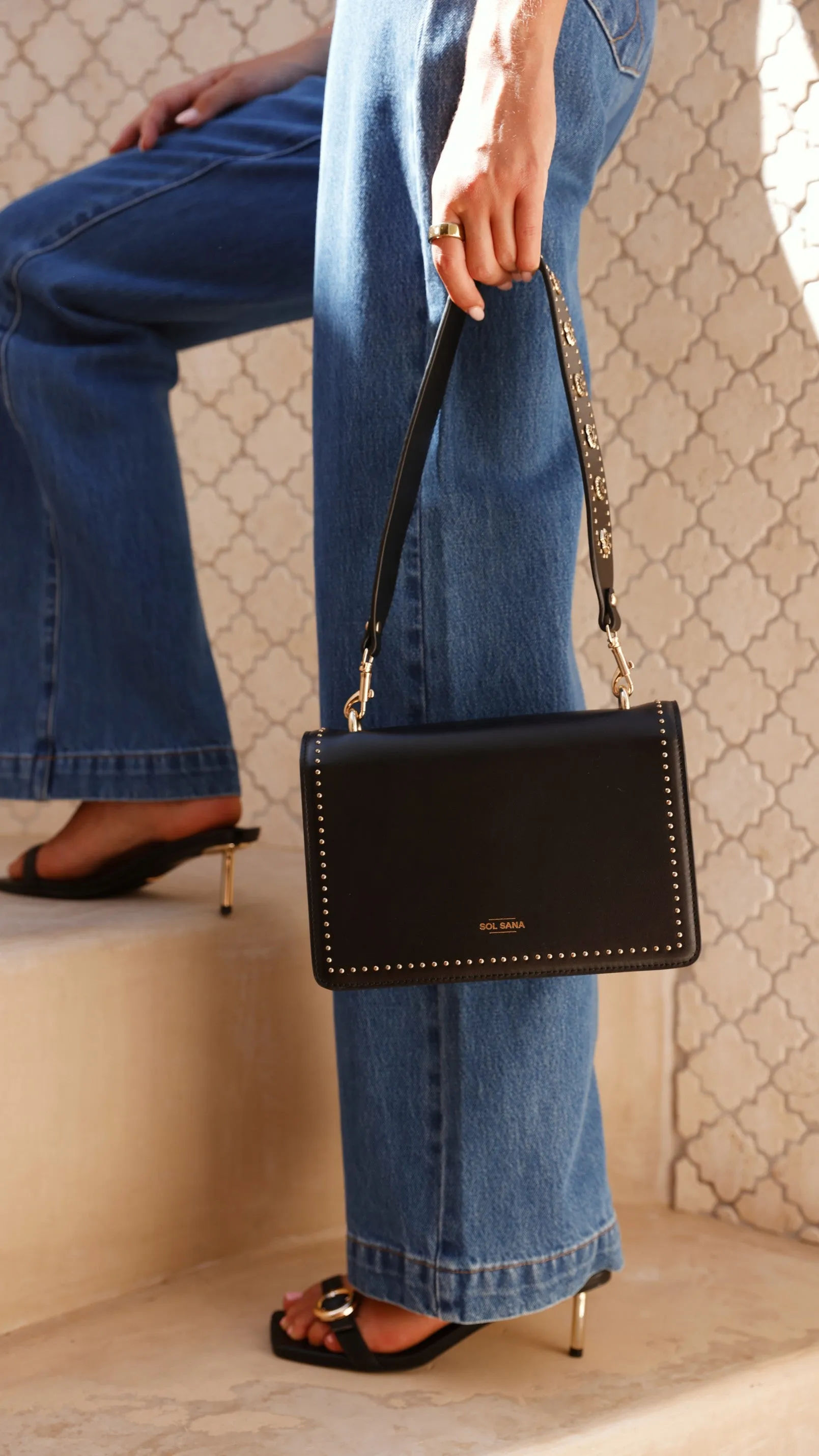 Sol Sana Flap Bag - Black/Gold