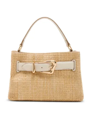 Straw Top Handle Satchel with Convertible Strap