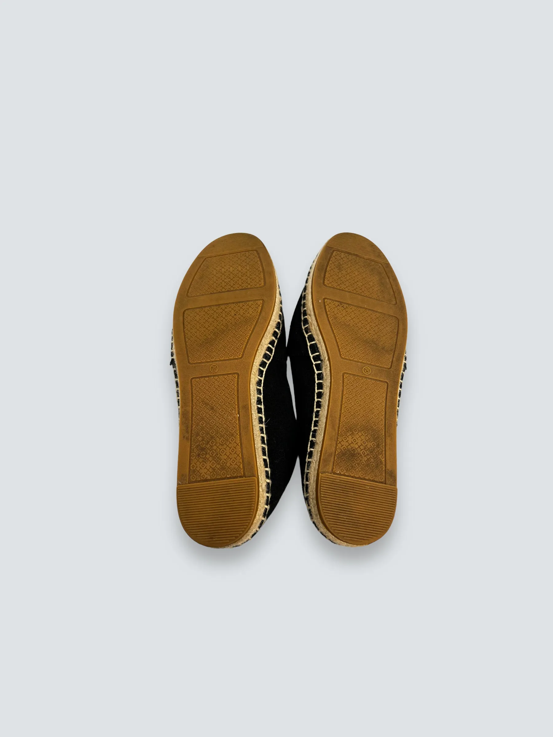 Tory Burch Black Weston Flat Espadrilles in Canvas and Leather UK4.5