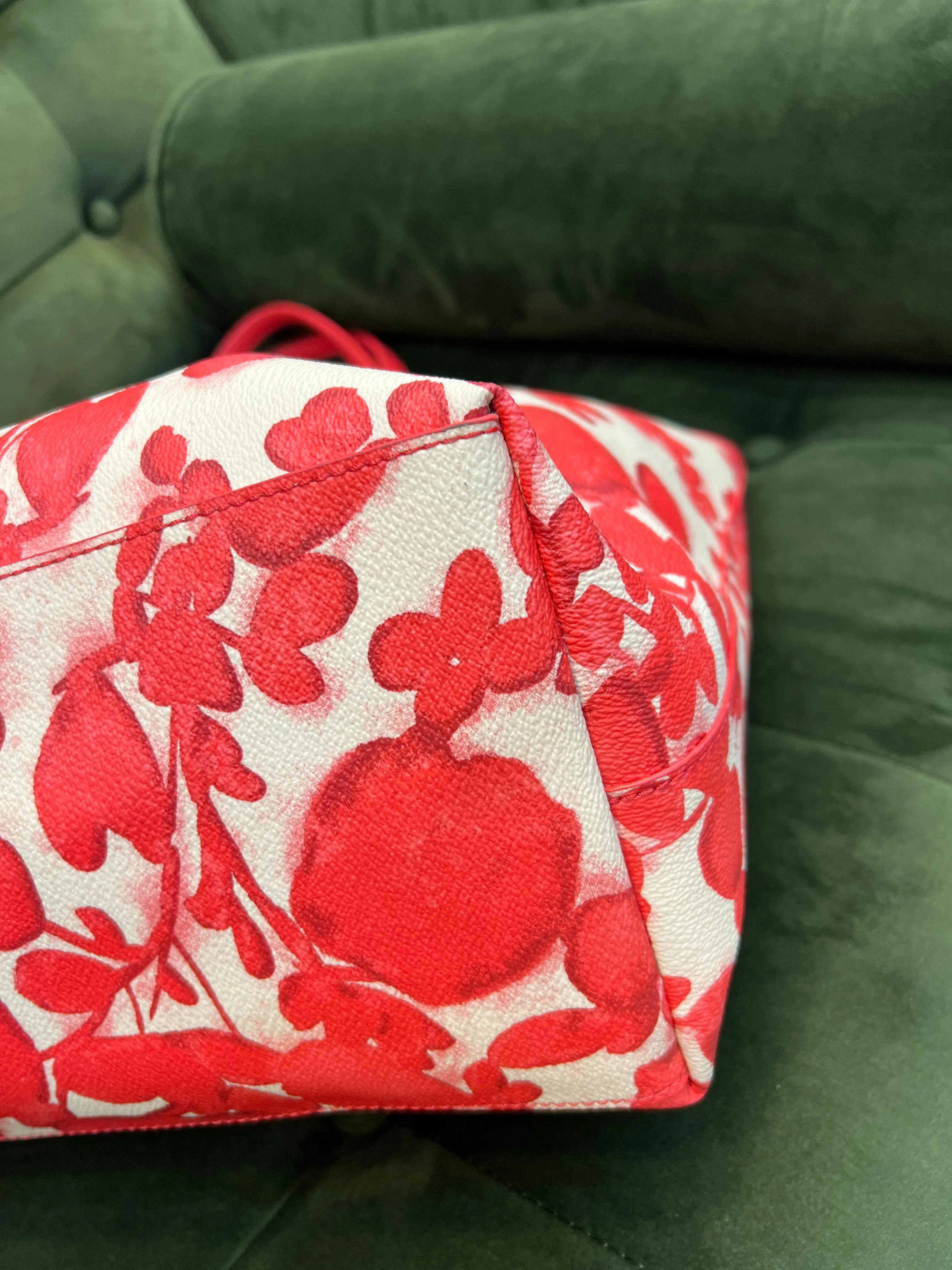 Tory Burch Red Printed Canvas Tote